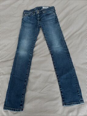 Ag Adriano Goldschmied The Prima Cigarette Slim Skinny Jeans in Medium Blue Fade